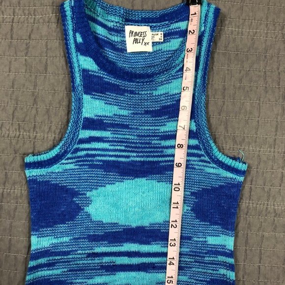 Princess Polly Knit Tank Blue Women 4 Raw Hem Sweater Cropped - Picture 6 of 16